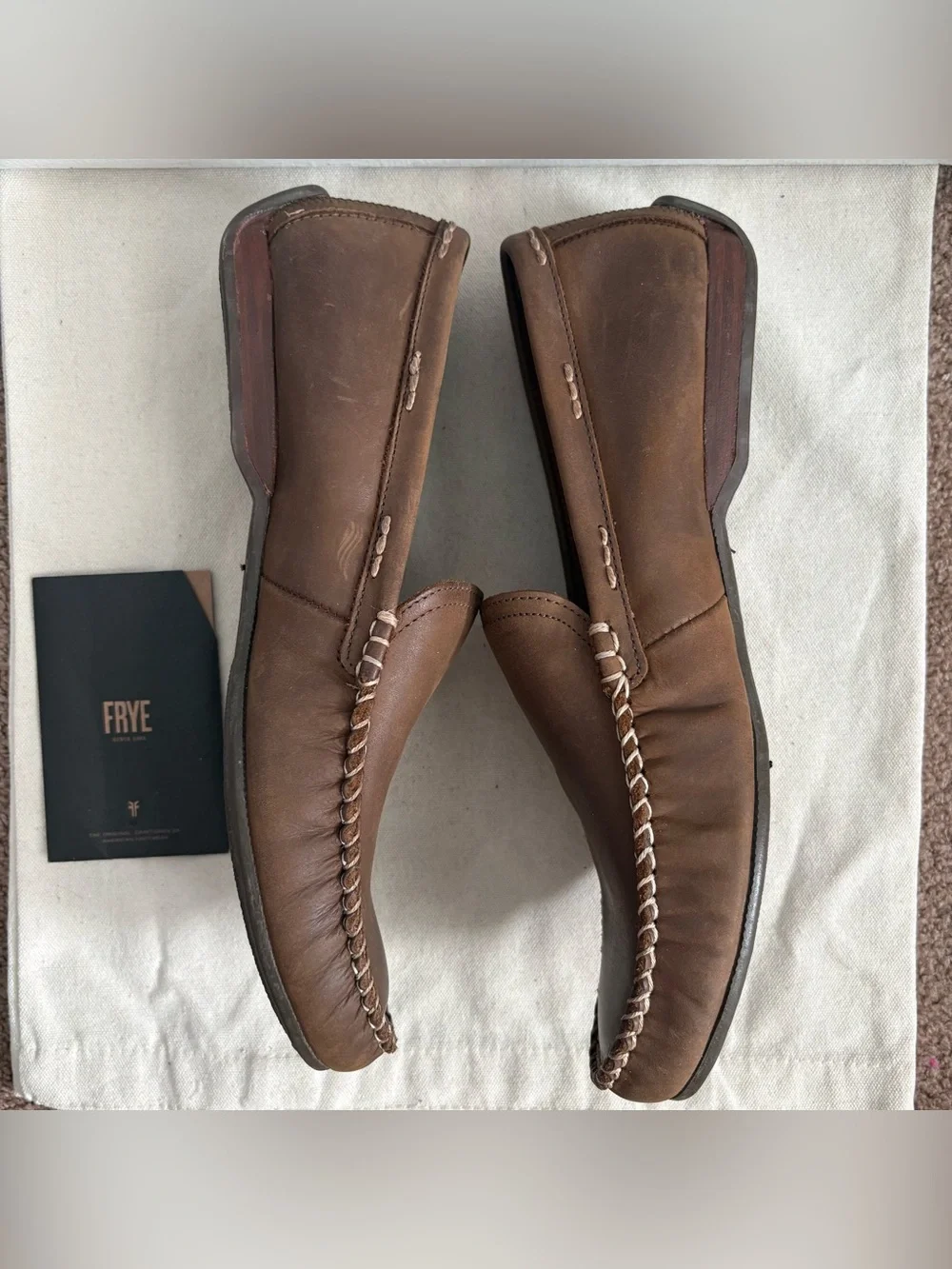NEW Frye Lewis Venetian Brown Leather Slip-On Loafer Men's US 9.5
